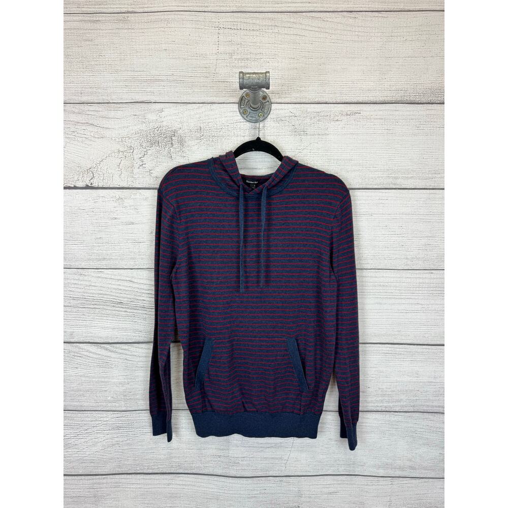 Hawker Rye Men's Navy & Red Stripe Knit Hooded Pullover Size Small